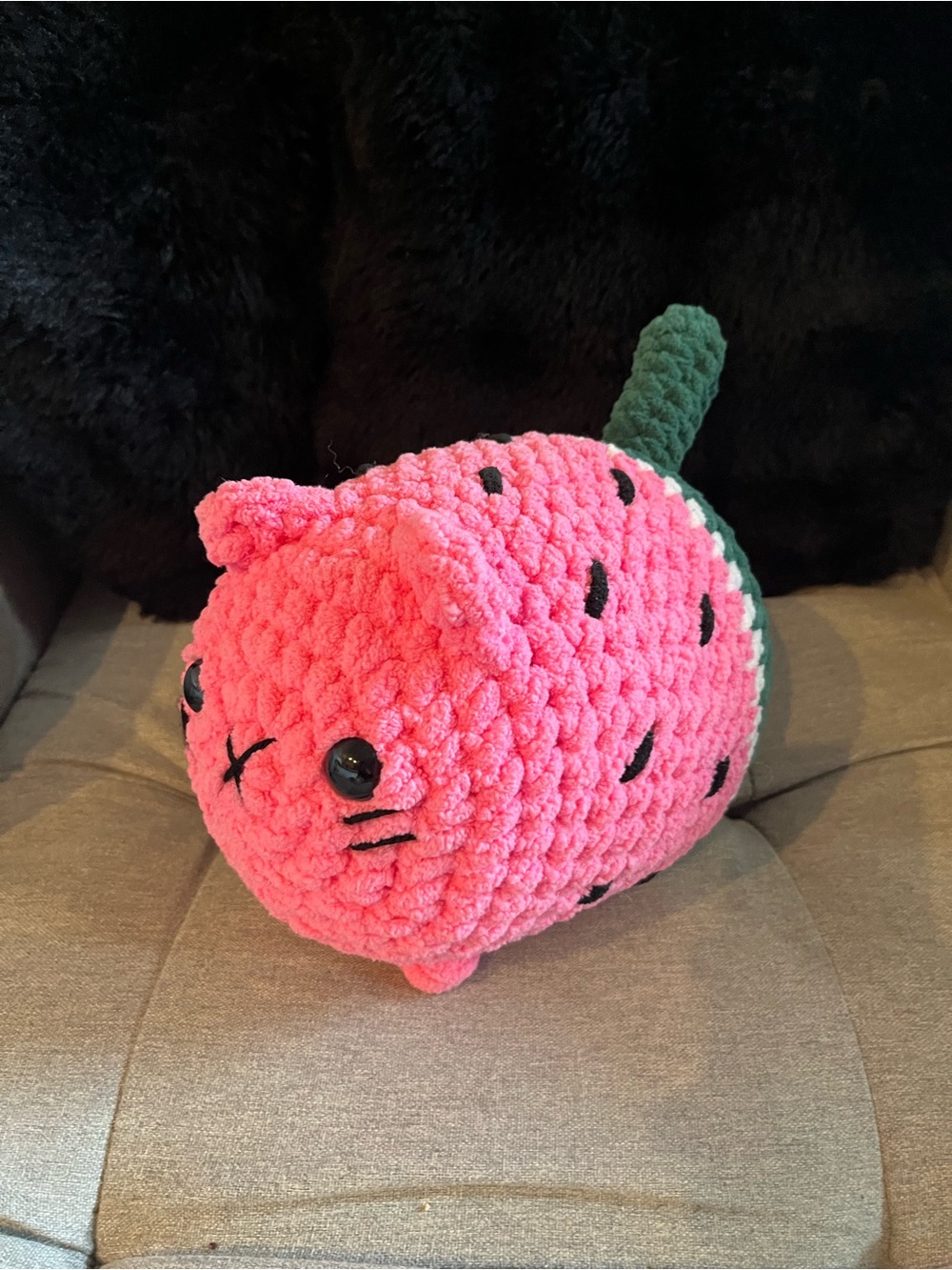 Plush Pink Watermelon Cat